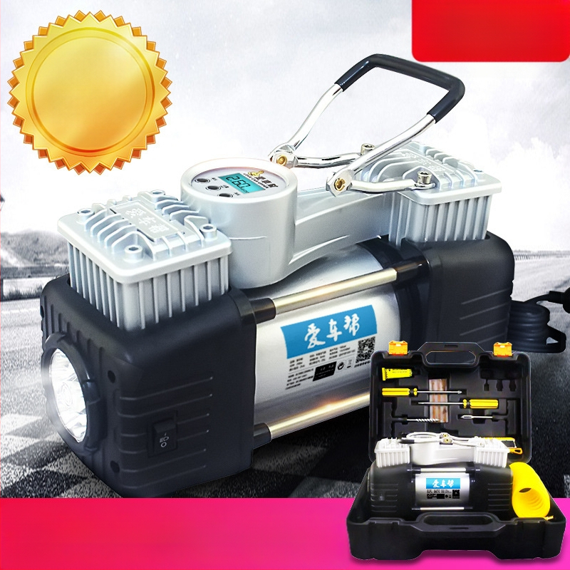 Pompa de aer auto cu doi cilindri, afișaj digital, 12V, 280W, 50 L/min