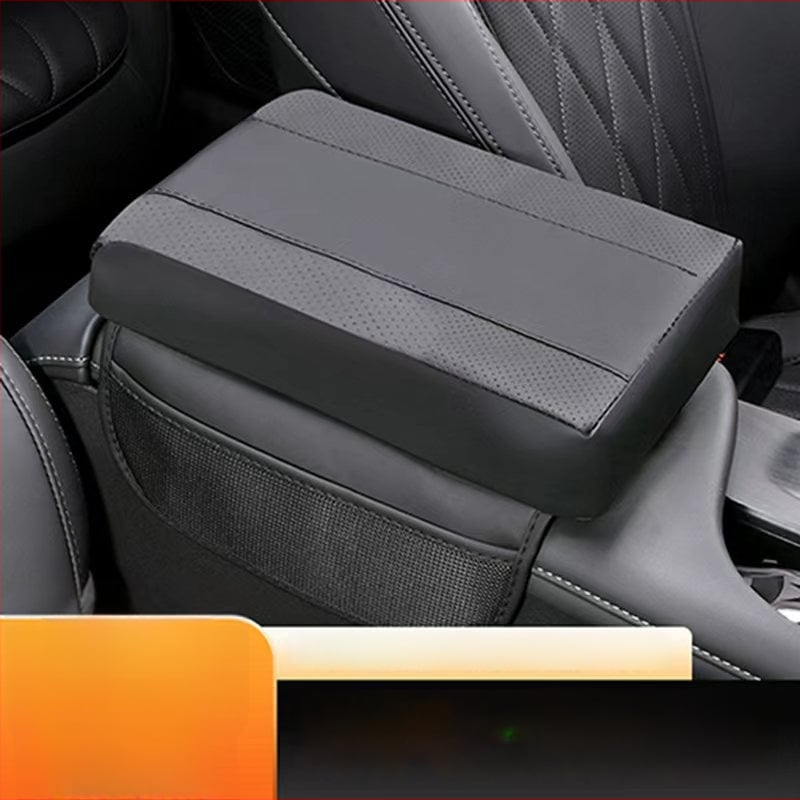 Odinė automobilio alkūnės atrama su atminties putų pagalvėle ir saugojimo krepšeliu, patchwork stilius, universalus