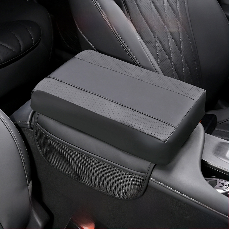 Odinė automobilio alkūnės atrama su atminties putų pagalvėle ir saugojimo krepšeliu, patchwork stilius, universalus