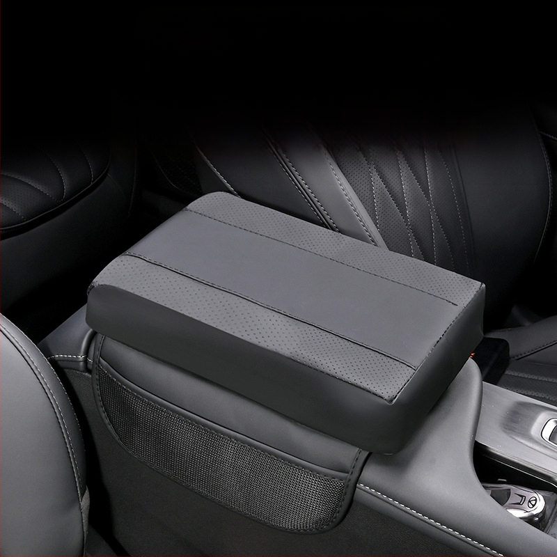 Odinė automobilio alkūnės atrama su atminties putų pagalvėle ir saugojimo krepšeliu, patchwork stilius, universalus