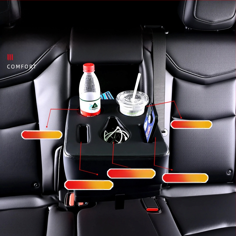 Automobilio galinio centro porankio saugojimo dėžutė — oda, universalus suderinamumas, modelis Rear Center Cushion 001, pritaikoma