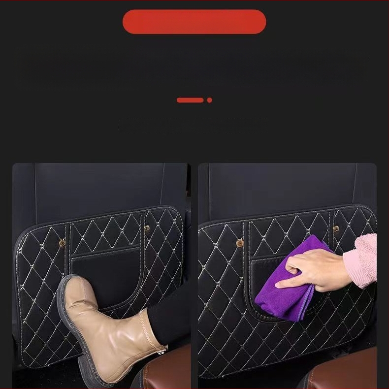 Προστατευτικό μαξιλαράκι πίσω από το κάθισμα αυτοκινήτου, κατάλληλο για όλες τις εποχές, τεχνητό δέρμα, ρόμβος μοτίβο, χωρίς γέμιση