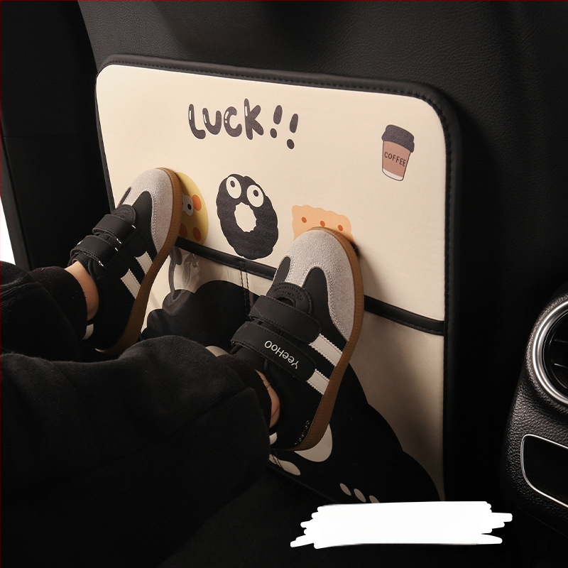 Προστατευτικό για την πλάτη του πίσω καθίσματος αυτοκινήτου με θήκη αποθήκευσης, παιδικό καρτούν μοτίβο μπρικέτες άνθρακα, επίπεδη σχεδίαση, γέμισμα σφουγγάρι, κατάλληλο για όλες τις εποχές