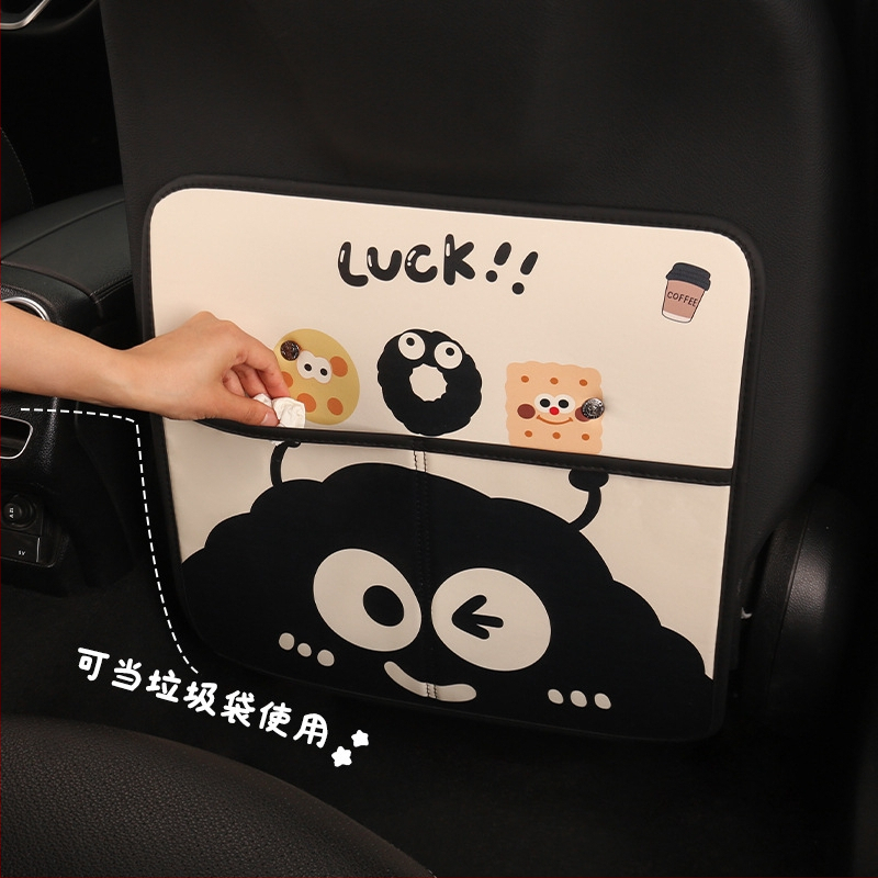Προστατευτικό για την πλάτη του πίσω καθίσματος αυτοκινήτου με θήκη αποθήκευσης, παιδικό καρτούν μοτίβο μπρικέτες άνθρακα, επίπεδη σχεδίαση, γέμισμα σφουγγάρι, κατάλληλο για όλες τις εποχές