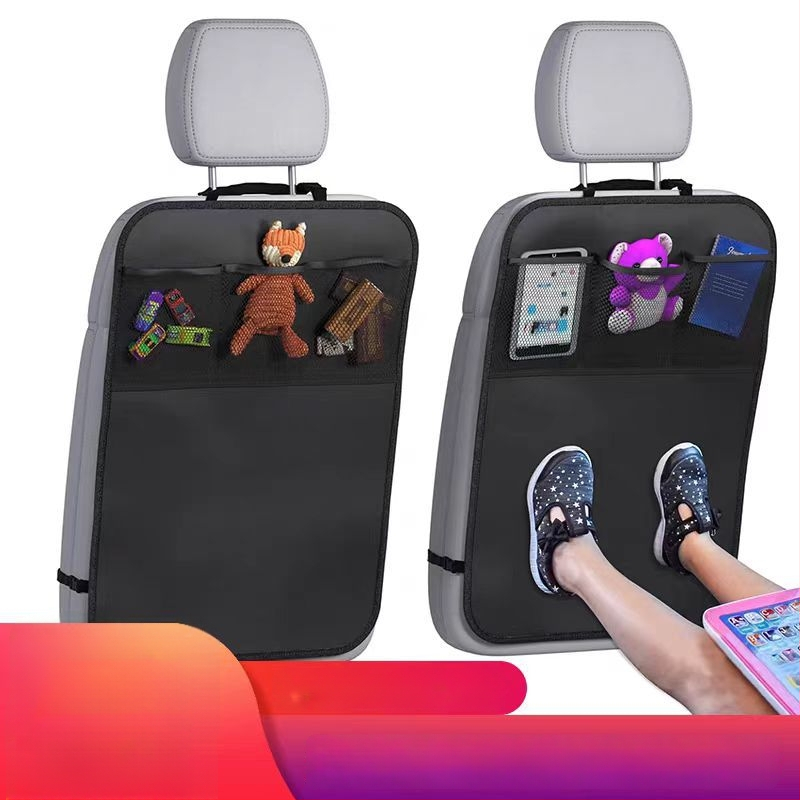 Οργανωτής πίσω καθίσματος αυτοκινήτου με θήκη αποθήκευσης, μαξιλαράκι προστασίας ποδιού, αντι-κλωτσιά μαξιλάρι, ύφασμα, προσαρμοζόμενος