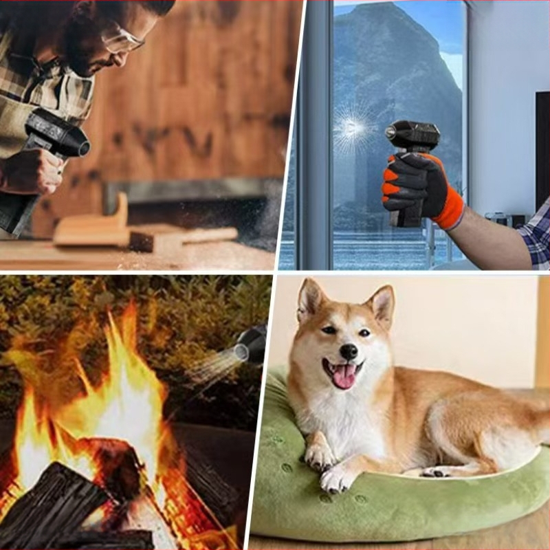 Rankinis Jet Turbo ventiliatorius su brushless varikliu, integruota 2000–4000mAh baterija, USB įkrovimas, 3 srauto greičiai, triukšmas 45–50 dB