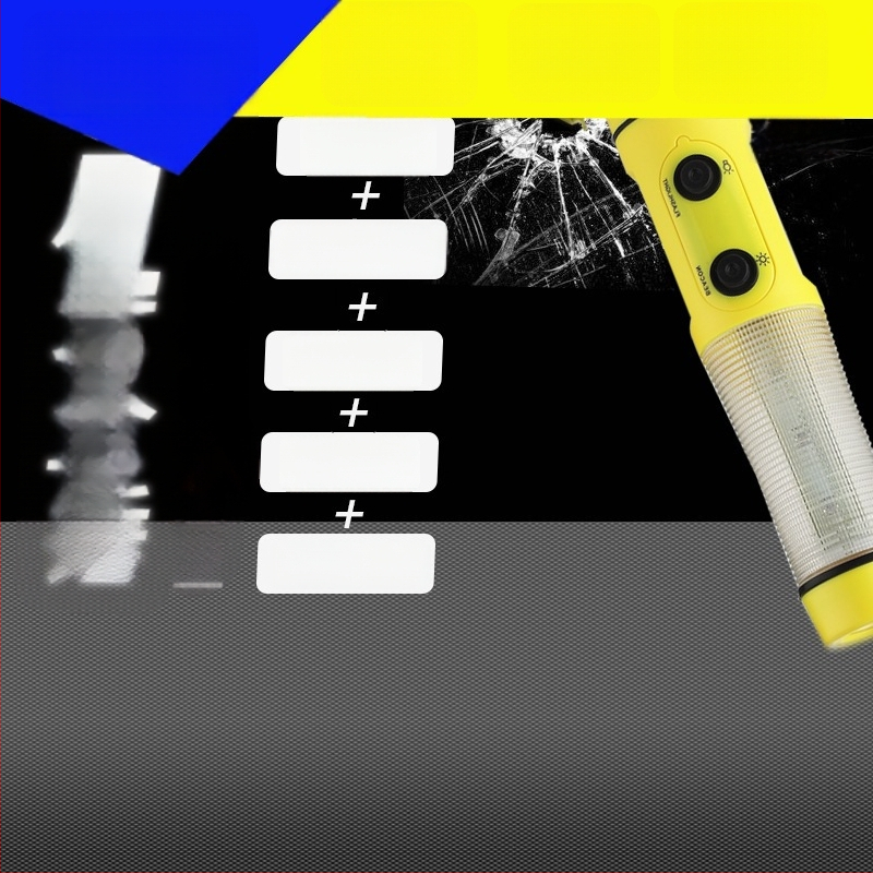 Σφυρί ασφαλείας αυτοκινήτου με φακό, 4-σε-1 εργαλείο έκτακτης ανάγκης: διάτρηση παραθύρων, ABS πλαστικό, 155 g, προσαρμοσμένο λογότυπο