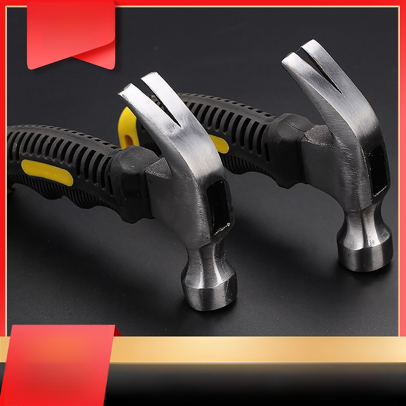 Mini nagų plaktukas su nagais, plieninė galva, plastikinė rankena, 290 g, automobilio avarinis įrankis