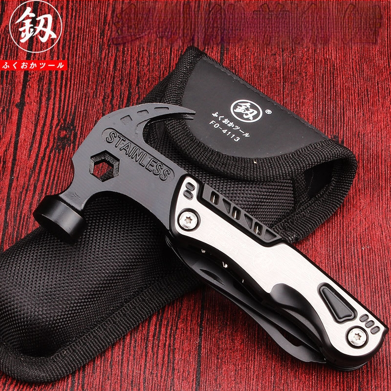 Nagų plaktukas su įrankių plieno galva, lango plyšimo ir evakuacijos įrankiai, atsuktuvas – FO-4113, lauko daugiafunkcis