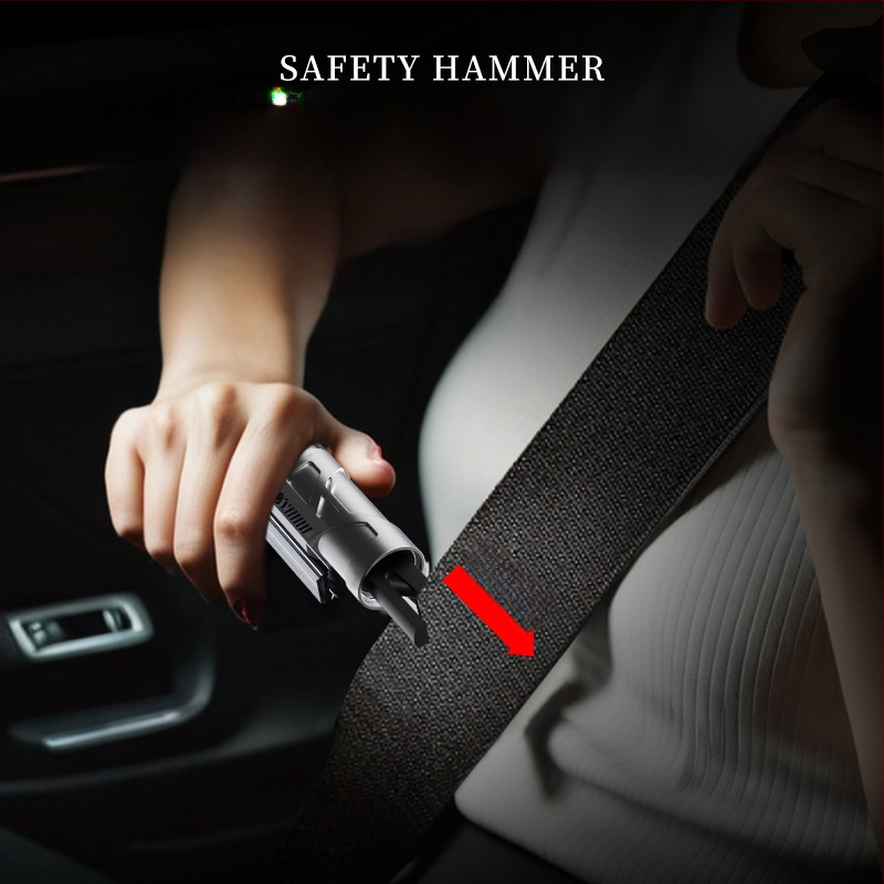 Bochi εργαλείο διάσωσης αυτοκινήτου — μίνι φορητό δι-λειτουργικό εργαλείο διάσωσης έκτακτης ανάγκης; σφυρί θραύσης γυαλιού και μαχαίρι ασφαλείας; Υλικό: χάλυβας βολφράμιο + κράμα ψευδάργύρου + ABS; βάρος 0,15; διαθέσιμη προσαρμογή