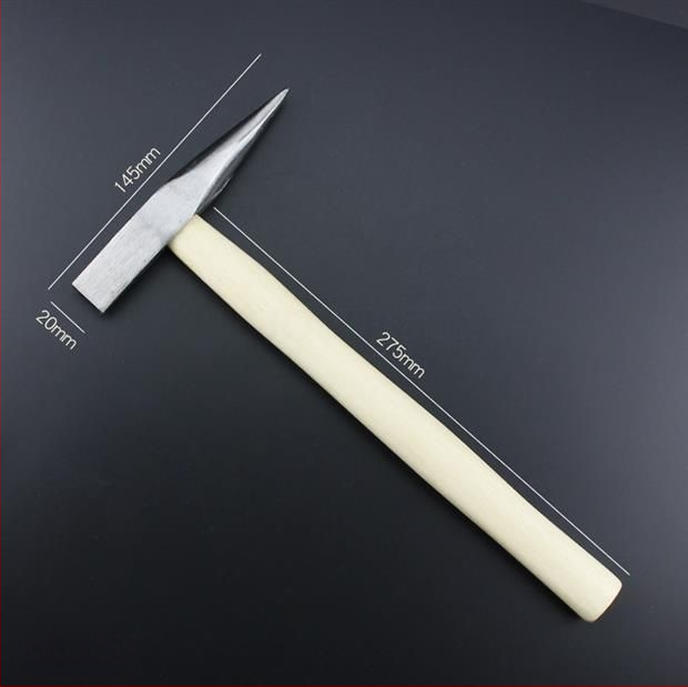 Suvirinimo plaktukas su plokščia galva — anglies plieno galva; medinis kotas; svoris 300 g / 500 g; Kai Cheng