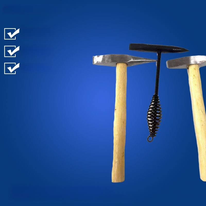 Suvirinimo plaktukas su plokščia galva — anglies plieno galva; medinis kotas; svoris 300 g / 500 g; Kai Cheng