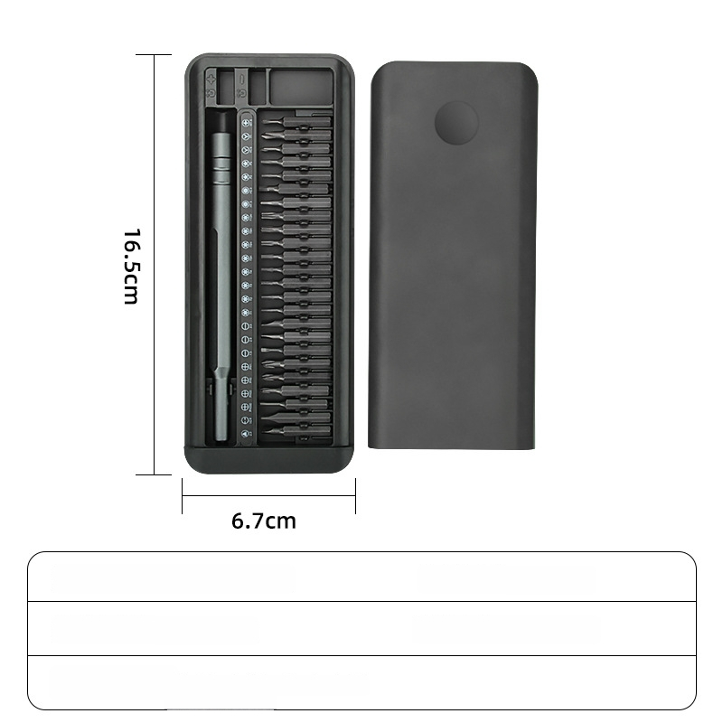 Daugiapakopinis įrankių rinkinys kompiuterių, akinių ir išmaniųjų telefonų remontui – 26 dalys, 4 mm antgaliai, magnetinis, S2 įrankių plienas, be izoliacijos