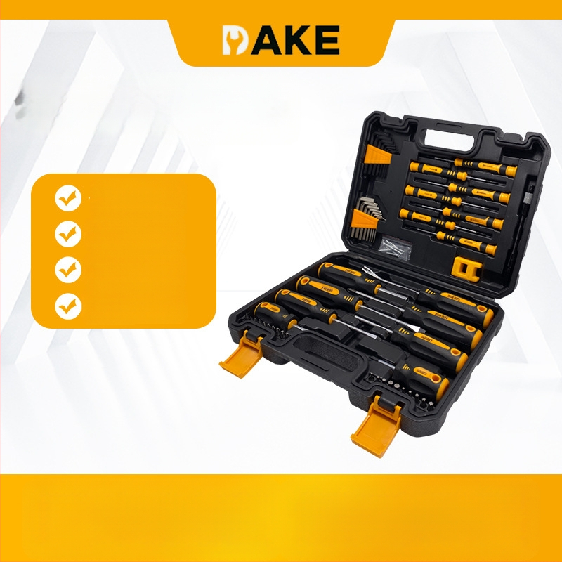 DARK DUCK 53 dalių veržliarakčių bitų rinkinys, magnetinis, chrom-vanadžio plienas Cr_V, rankinis nešiojamas rinkinys medienos darbams ir remontui daugiafunkciniame įrankių dėžėje