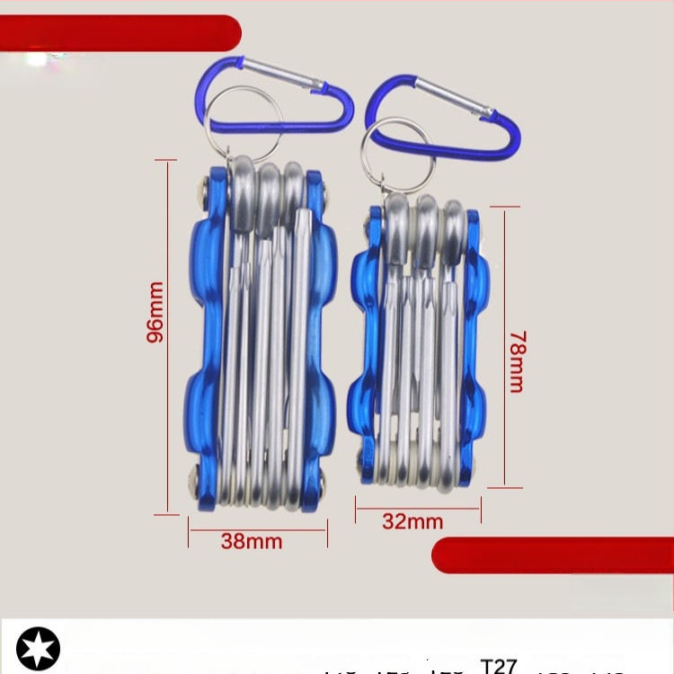 Sulankstomas vidinio šešiakampio veržliavų rinkinys su aliuminio rankena, 40Cr medžiaga, geležinis korpusas, dviračių remontui
