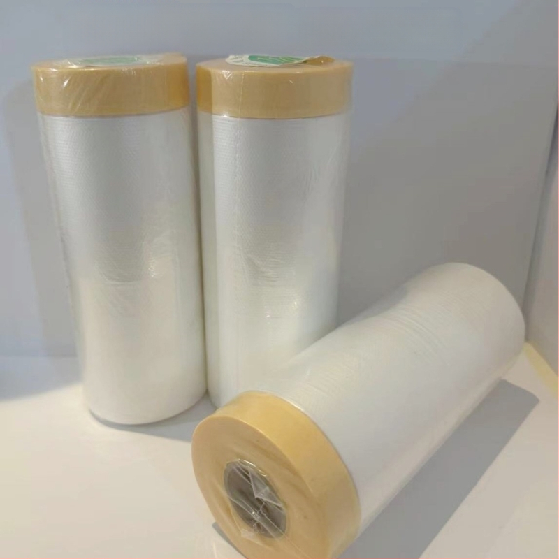 Maszkoló film spriceléshez – texturált papír alapú, ragasztó gumírozott, 9 μm vastagság, 16-25 m hosszú, szélességek 55-320 cm; alkalmas autófestéshez és beltéri felújításokhoz