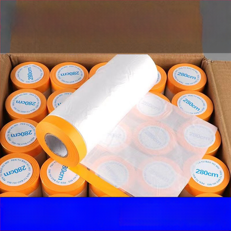 Porvédő maszkoló film autó- és bútorvédelmezéshez — vastagság 0,5, anyag: PE film, alap: PE film + papír, erős ragasztó, átlátszóság 80%