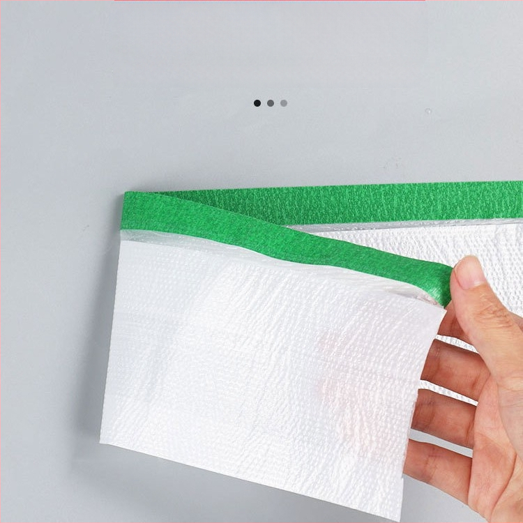 Maszkoló fólia dekorációhoz és autójavításhoz, vastagság 0.6–0.7 mm, papír+PE film, vízbázisú ragasztó, szélesség 55/90/110/220 cm, hossz 10/16 m