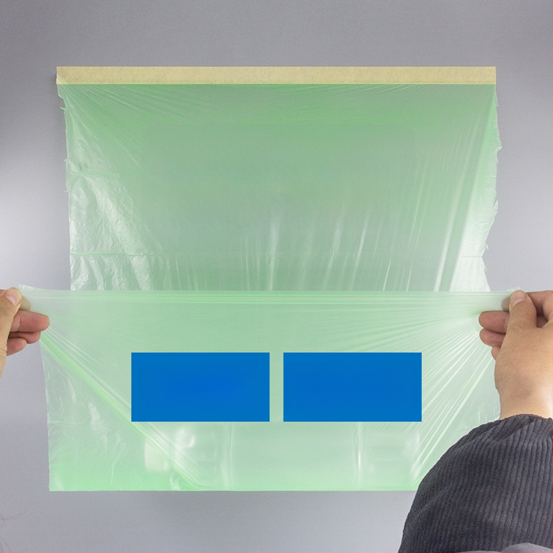 Automobilio purškiamųjų dažų maskavimo plėvelė, HDPE maskavimo plėvelė su popieriaus šerdimi, aukšta klampuma, storis 0,7, pritaikomas