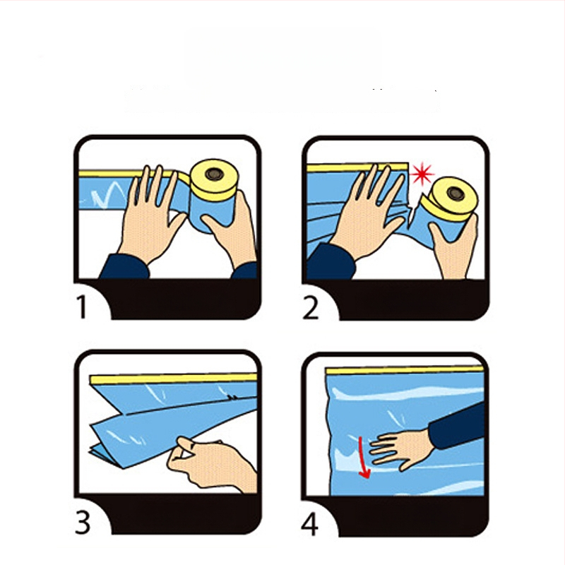 Egyszer használatos, átlátszó maszkoló fólia autófestéshez és bútorfelújításhoz, PE anyag, 7,5 μm, 95% fényáteresztés, nyomásérzékeny ragasztó, magas viszkozitás