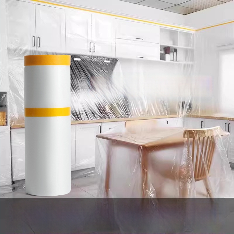 Egyszer használatos porvédő fólia festéshez, PE, dupla ragasztású porvédő film, bázis: japán papír + film, magas viszkozitás