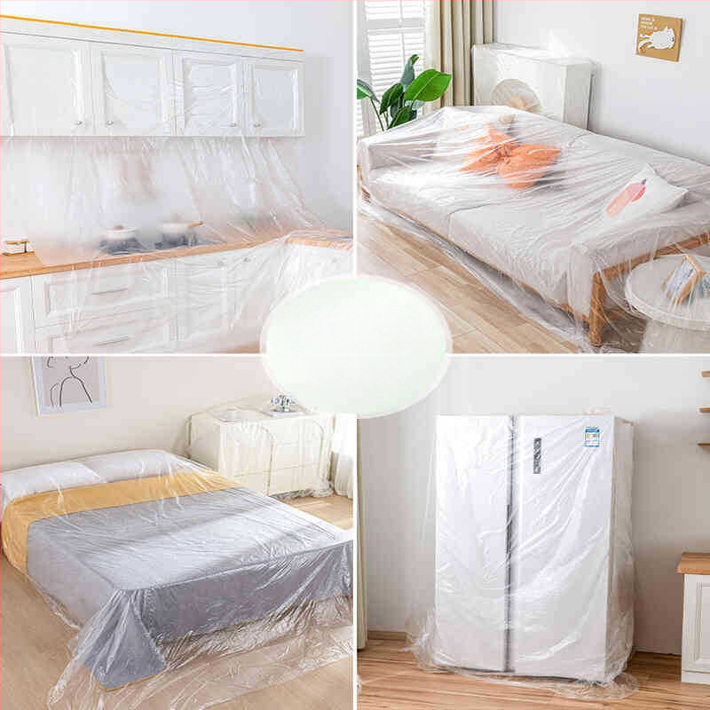 Egyszer használatos porvédő fólia festéshez, PE, dupla ragasztású porvédő film, bázis: japán papír + film, magas viszkozitás