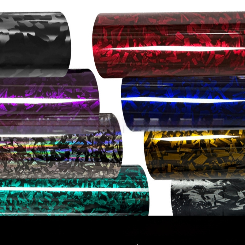 Automobiļu apklājošā folija – PVC pamatne, pielāgojama, universāla visam auto korpusam, oglekļa šķiedras tekstūra, krāsu maiņas plēve