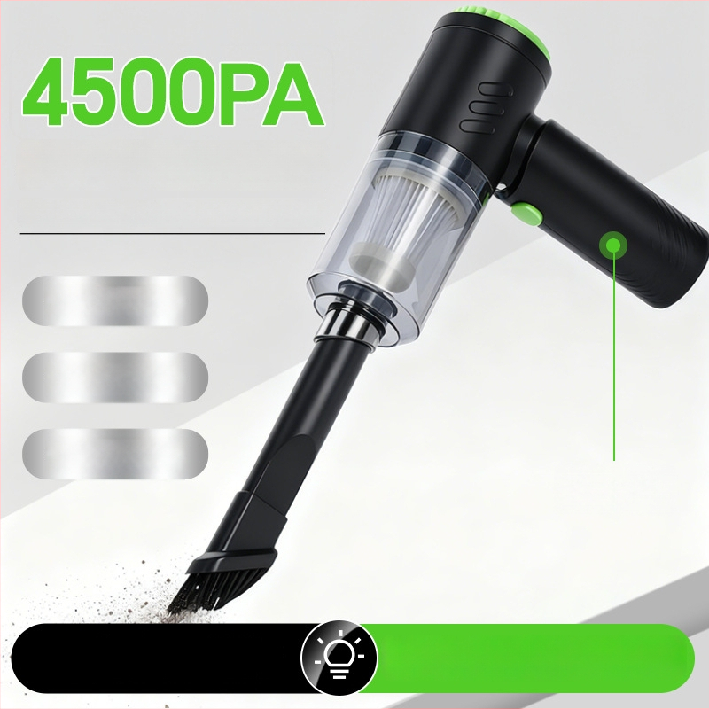 Ασύρματος φορητός καθαριστής αυτοκινήτου για υγρό-ξηρό καθάρισμα με φωτισμό | 7.4V, 48W, 4500Pa
