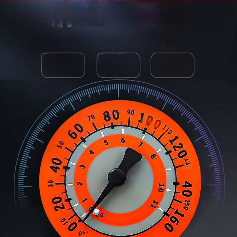 Rankinė aukšto slėgio pūtimo pompa su manometru, modelis A902, geležinis korpusas, 160 psi, komplektuojama kamuolių adata