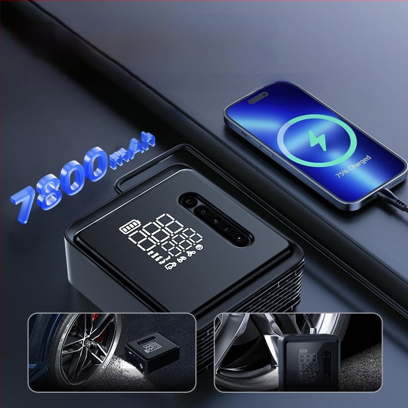 Automobilių oro siurblys su vienu cilindru — nešiojamas belaidis elektrinis siurblys su skaitmeniniu ekranu, 120W, 35 L/min, 650 g