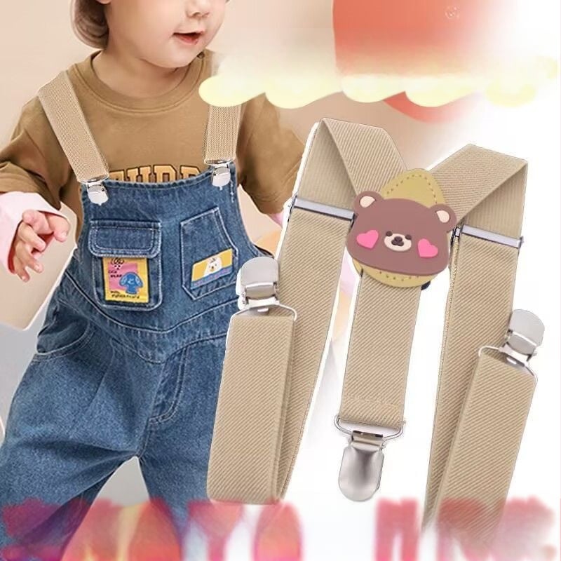 Детски презрамки за панталони с три клипа, еластична лента, регулируеми, кръстосани през раменете, унисекс