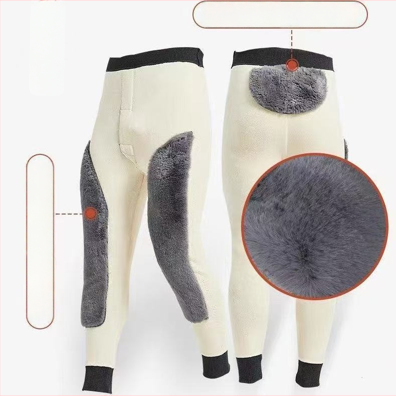 Ανδρικά παντελόνια ίσια γραμμή με ψηλή μέση, παχιά κατασκευή, βαμβακό γέμισμα, εξωτερικό ύφασμα τεχνητό δέρμα