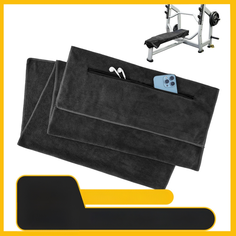 Fitneso rankšluostis su užtrauktuko kišene, mikropluoštas 150D, siuvinėjimas