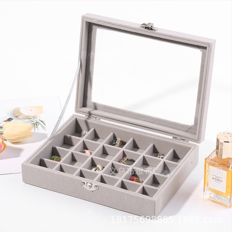 Koka juvelierizstrādājumu kastīte ar putekļu aizsardzību un oksidācijas aizsardzību, galda uzstādīšana, vienkāršs un mūsdienīgs stils, ar vienu slāni