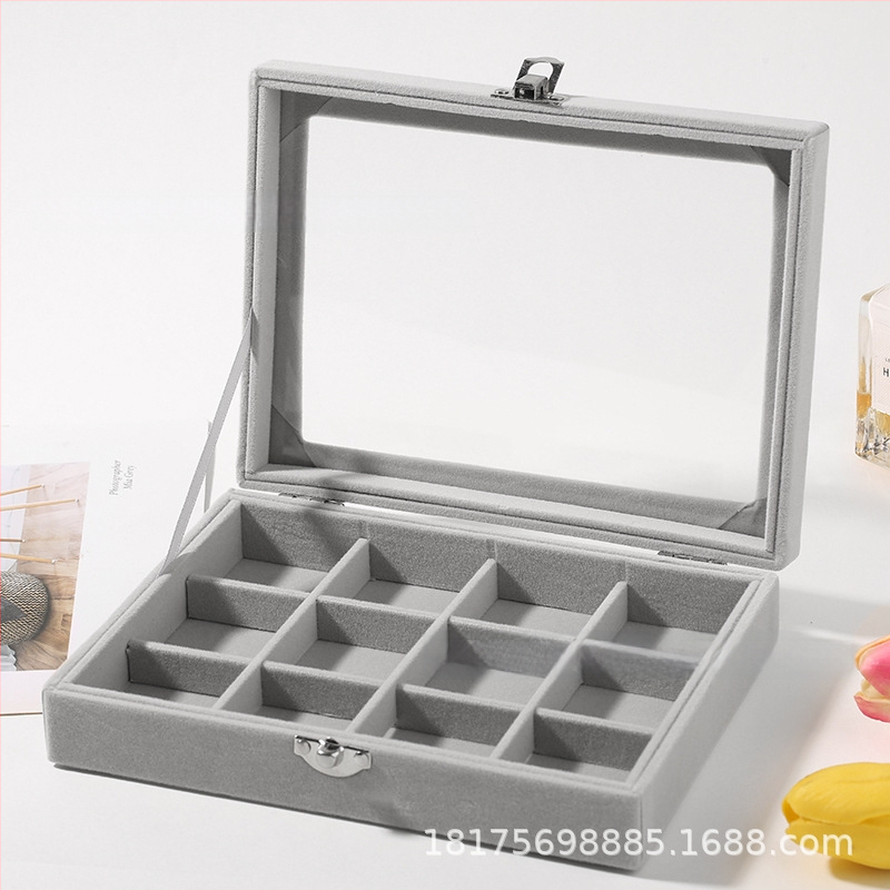 Koka juvelierizstrādājumu kastīte ar putekļu aizsardzību un oksidācijas aizsardzību, galda uzstādīšana, vienkāršs un mūsdienīgs stils, ar vienu slāni