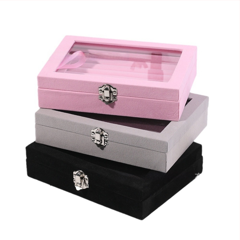 Koka juvelierizstrādājumu kastīte ar putekļu aizsardzību un oksidācijas aizsardzību, galda uzstādīšana, vienkāršs un mūsdienīgs stils, ar vienu slāni