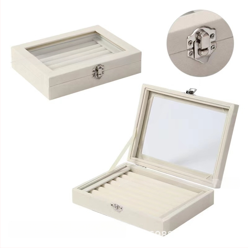 Koka juvelierizstrādājumu kastīte ar putekļu aizsardzību un oksidācijas aizsardzību, galda uzstādīšana, vienkāršs un mūsdienīgs stils, ar vienu slāni