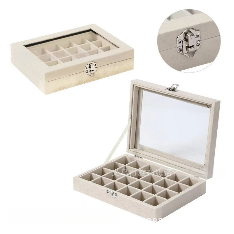 Koka juvelierizstrādājumu kastīte ar putekļu aizsardzību un oksidācijas aizsardzību, galda uzstādīšana, vienkāršs un mūsdienīgs stils, ar vienu slāni