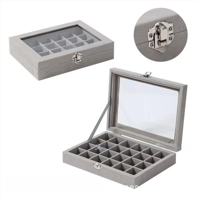 Koka juvelierizstrādājumu kastīte ar putekļu aizsardzību un oksidācijas aizsardzību, galda uzstādīšana, vienkāršs un mūsdienīgs stils, ar vienu slāni