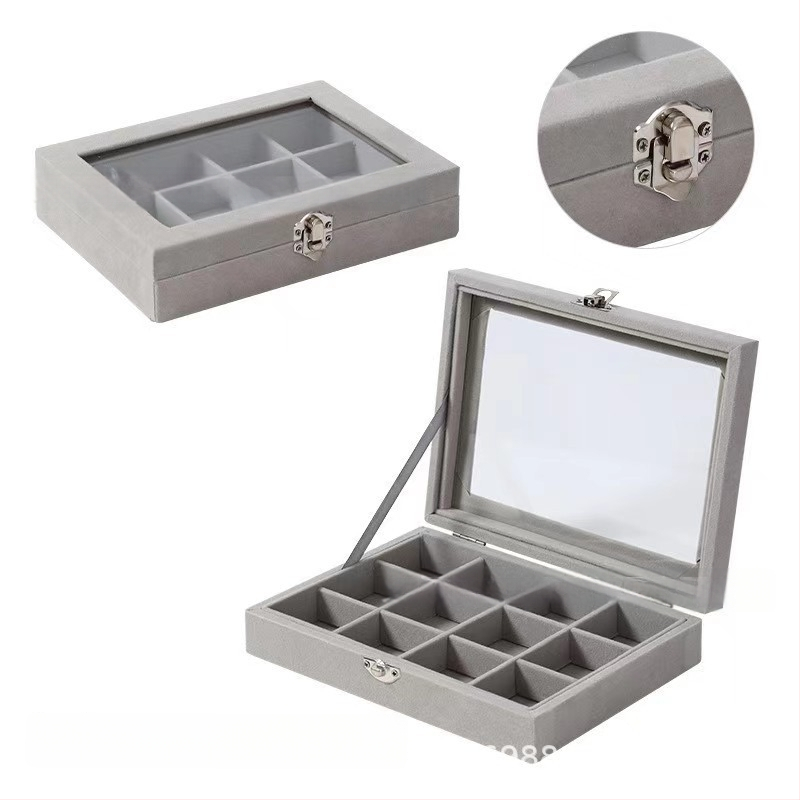 Koka juvelierizstrādājumu kastīte ar putekļu aizsardzību un oksidācijas aizsardzību, galda uzstādīšana, vienkāršs un mūsdienīgs stils, ar vienu slāni