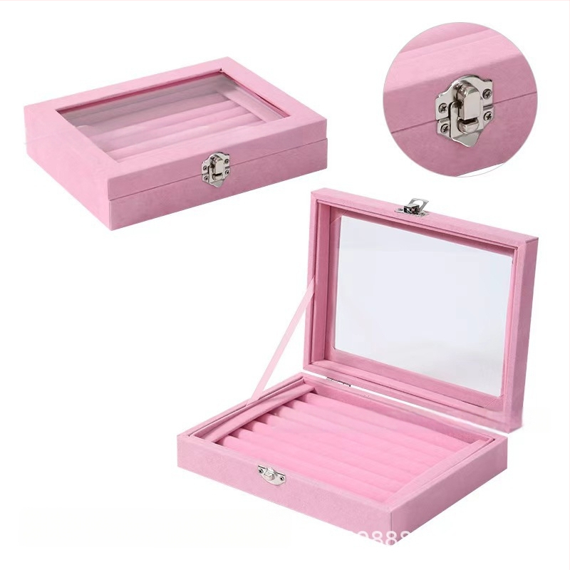 Koka juvelierizstrādājumu kastīte ar putekļu aizsardzību un oksidācijas aizsardzību, galda uzstādīšana, vienkāršs un mūsdienīgs stils, ar vienu slāni