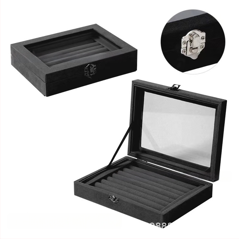 Koka juvelierizstrādājumu kastīte ar putekļu aizsardzību un oksidācijas aizsardzību, galda uzstādīšana, vienkāršs un mūsdienīgs stils, ar vienu slāni