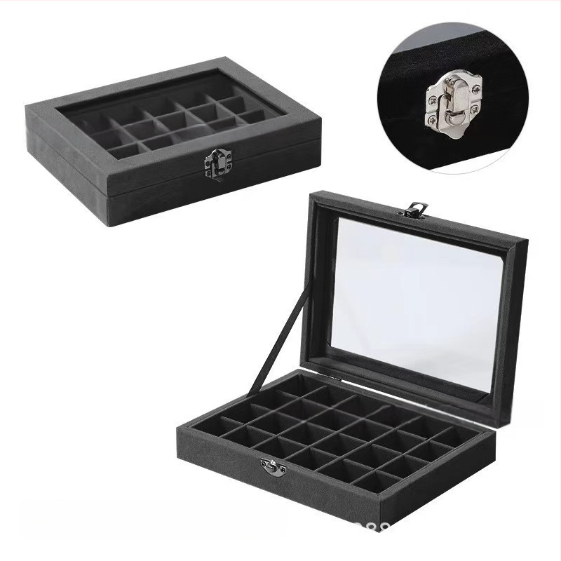 Koka juvelierizstrādājumu kastīte ar putekļu aizsardzību un oksidācijas aizsardzību, galda uzstādīšana, vienkāršs un mūsdienīgs stils, ar vienu slāni