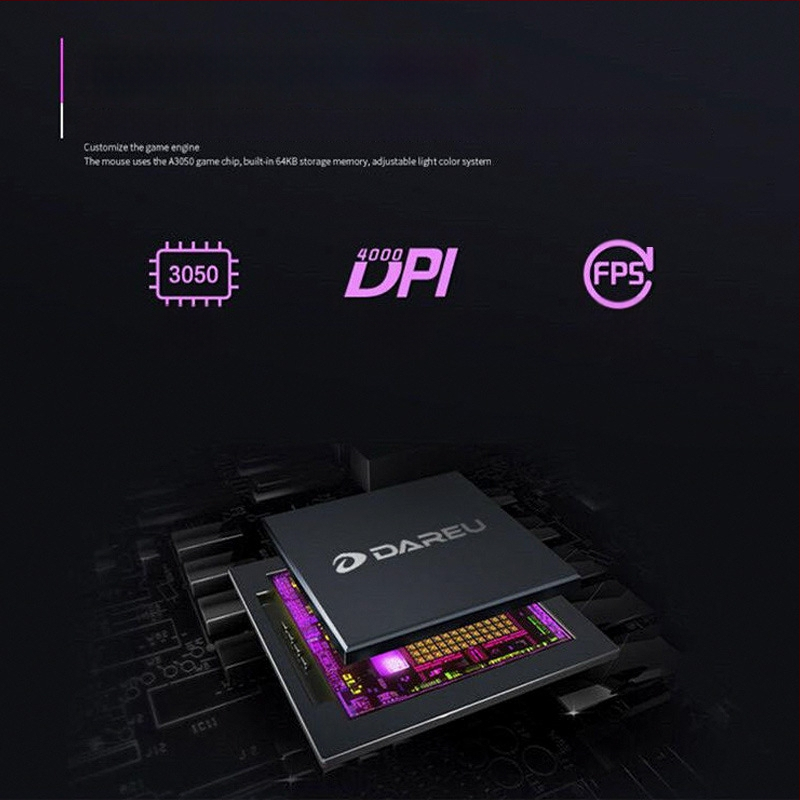 Daryo L.M125 laidinė žaidimų pelė - 7 mygtukai, 4000 DPI optinis jutiklis, ergonomiškas dizainas, USB