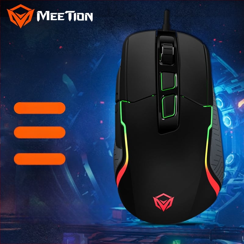 Meetion Mishen G3360 vadu RGB spēļu pele, 12000 DPI, 7 pogas, ergonomiska, 1000 Hz atjaunināšanas biežums