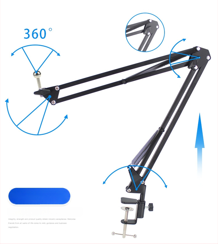 Mankas stalinis laikiklis telefonui/tabletei, 360° metalo cantilever, sulankstomas teleskopinis strypas, suderinama su iPad, transliacijoms