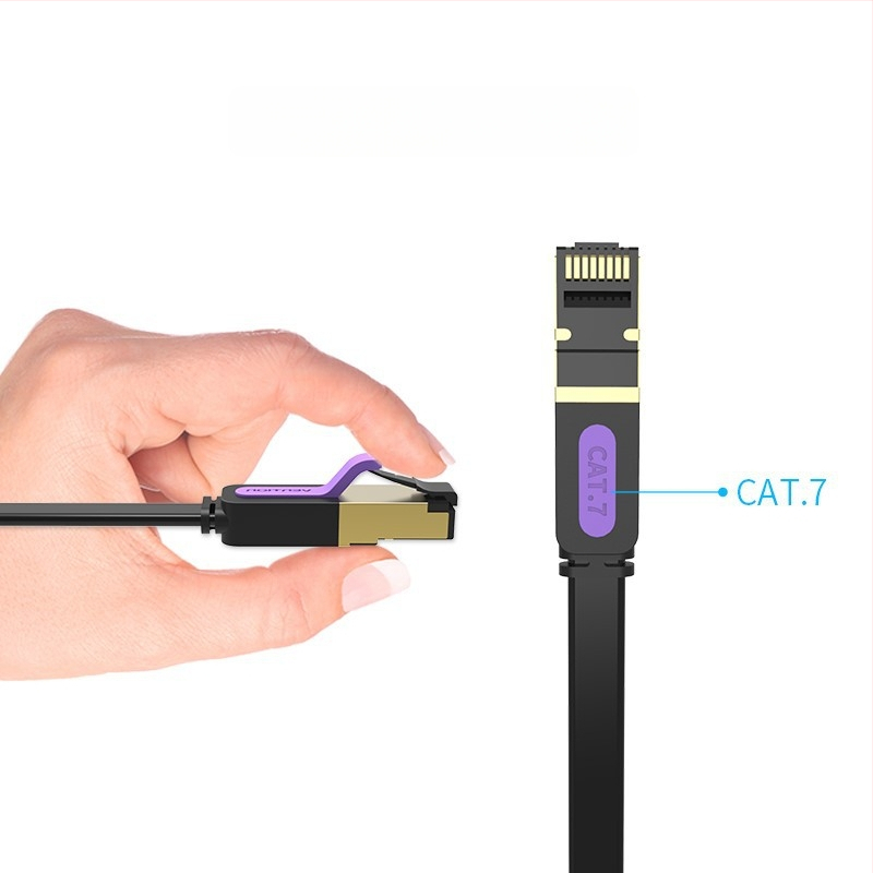 Weixun CAT7 plosnati mrežni kabel, čist bakar, oklopljen, za unutarnju i vanjsku upotrebu, brzina do 10 Gbps, duljina 0,5–20 m