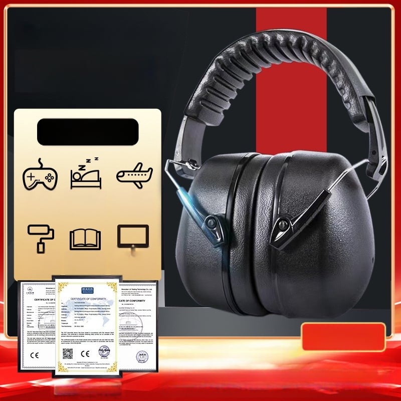 Protecție auditivă cu bandă pentru cap, reducere zgomot; spumă ABS densă; căptușeală din spumă densă; purtare cu banda; potrivit pentru muncă, învățare și odihnă