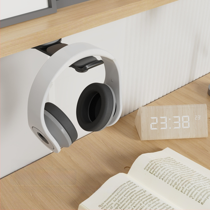 Darbalaušio ausinių laikiklis su 360-degree pasukamu laikikliu ir kabelių laikymu, lydinio medžiaga, universalus stilius