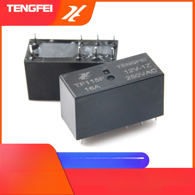16A DC relé, 12V/24V átalakító típus, 8-tűs kompakt elektromágneses relé, nagy teljesítményű TF115F relé